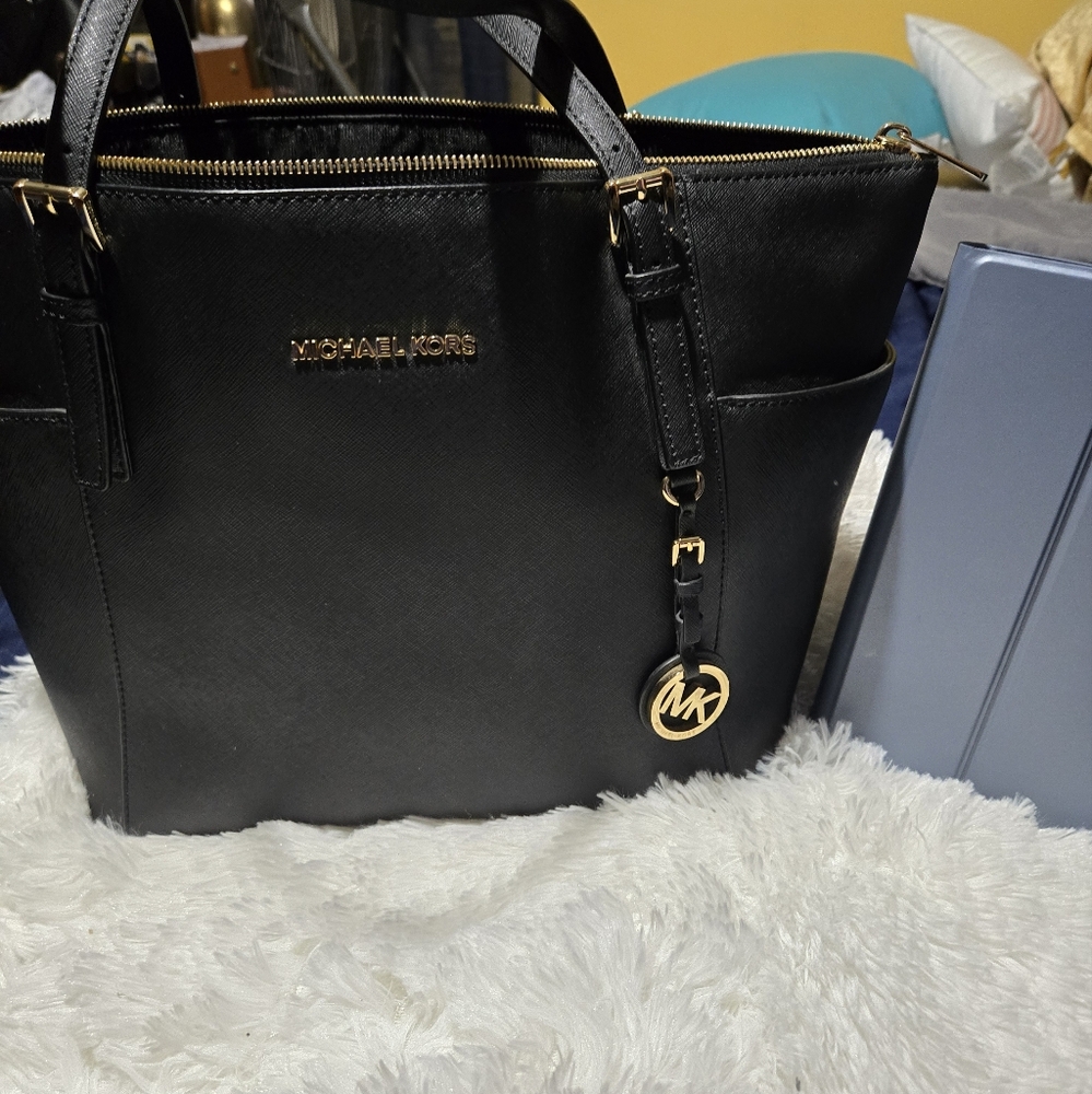Michael Kors Black Leather Tote Bag